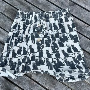 Kate Quinn Black Cat Print Cotton Shorts